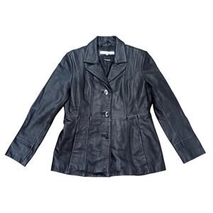 Wilsons Leather Jacket Women M 3M Thinsulate Insulation Black Blazer Soft